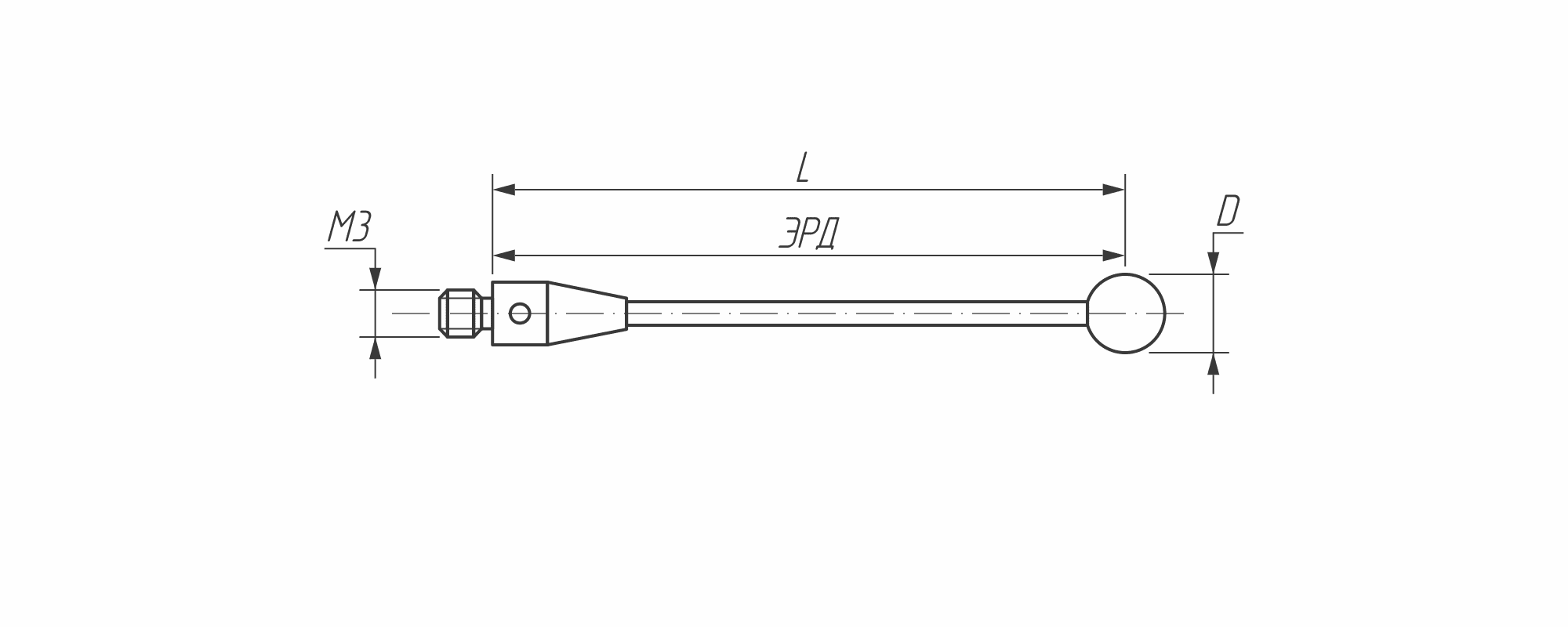 Щуп прямой М3, сферический наконечник Ø 5 мм, длина 31 мм | Компания 