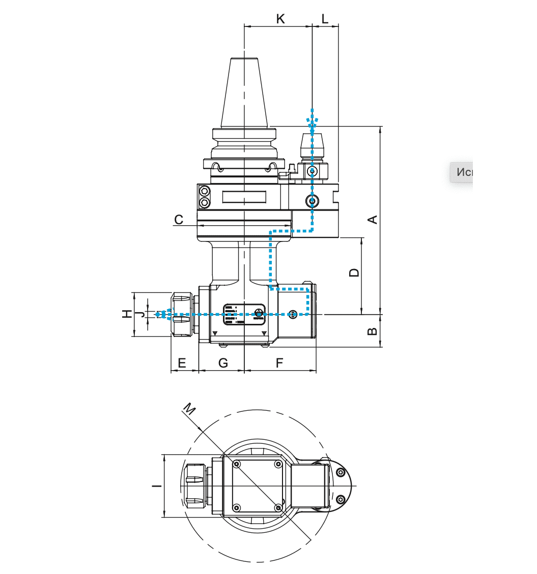 Изображение товара - Алюминиевая угловая головка AHM-BT40-A04.180G-I