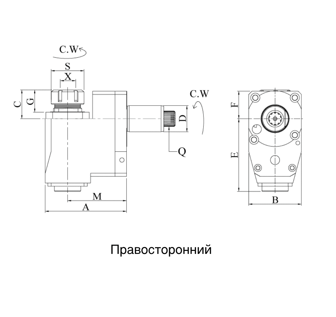 VDI60-ER50 Радиальный сверлильно-фрезерный приводной блок со смещением BL60548250106