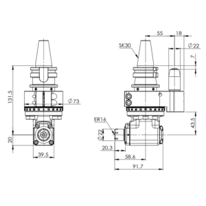 Изображение товара - Трёхсторонние угловые головки 90°-A20-SK40 128909.100