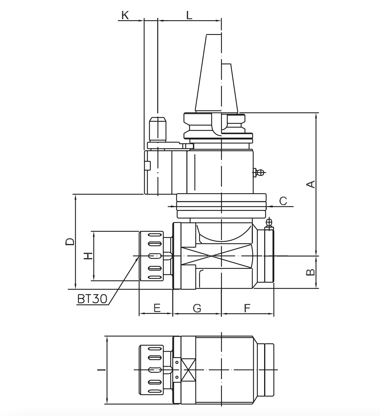 Изображение товара - Угловая фрезерная головка с наклоном 90° AHB-SK40-BT30