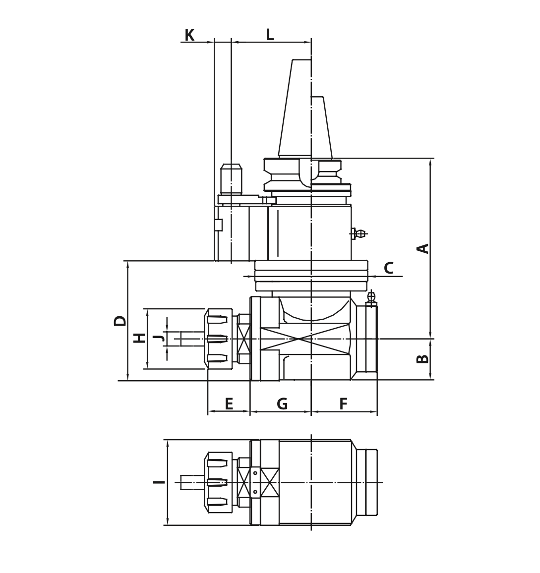 Изображение товара - Угловая фрезерная головка с наклоном 90° AHB-CAT50-ER40