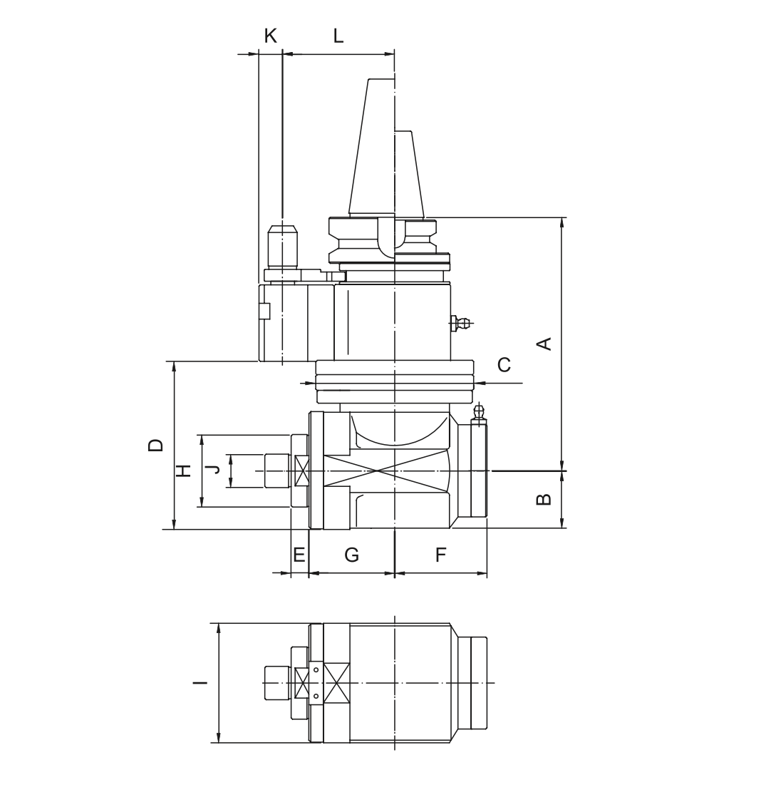 Изображение товара - Угловая фрезерная головка с наклоном 90° AHC-CAT40-FA25.4