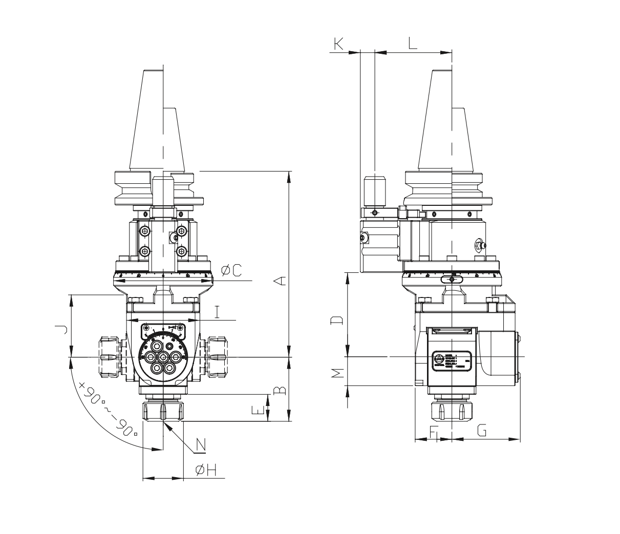 Изображение товара - Универсальная угловая головка AHG-SK40-A2