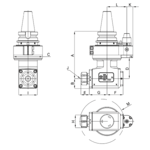 Изображение товара - Угловая головка  с наклоном 90° AHL-SK50-A2.80/110