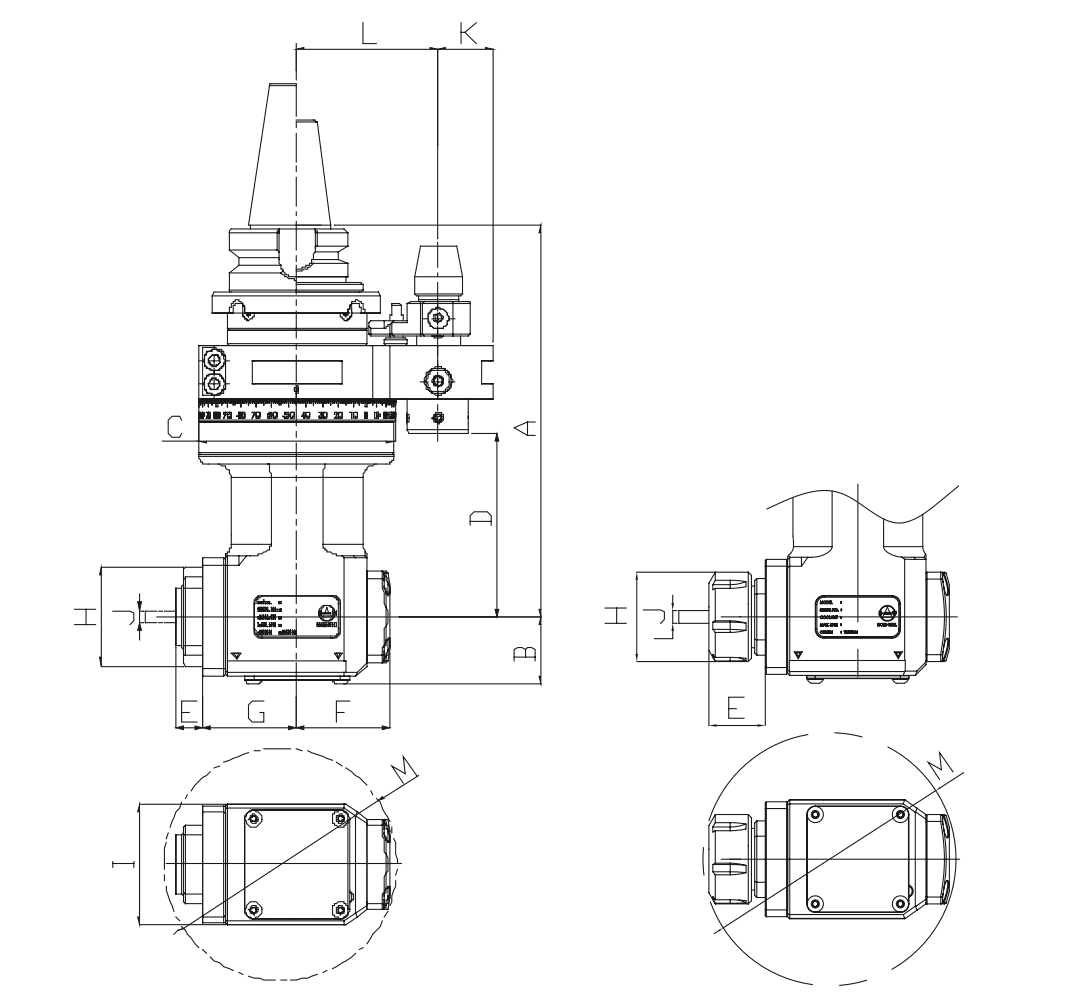 Изображение товара - Алюминиевая угловая головка AHM-BT40-A10.180G