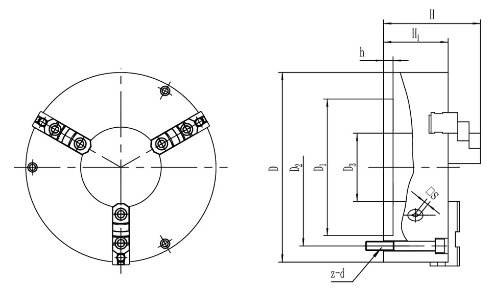 Изображение товара - K21 315C, Патрон 3-х кул., лит. чугун, сборные кул.,шаг 11