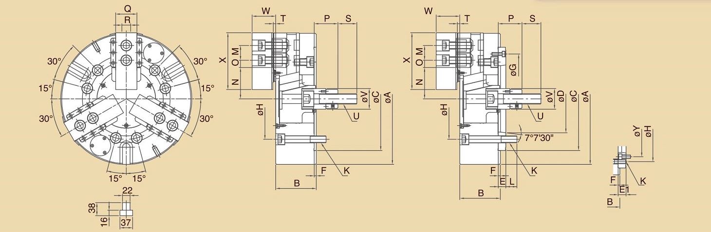 Изображение товара - CL-32DP/A2-15, Патрон 3-х кул., гидравлический (M30×3.5P)