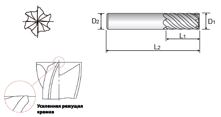 Фреза концевая Alpha-GX 6-ти зубая 12X12X50X100 (G9I63120N)